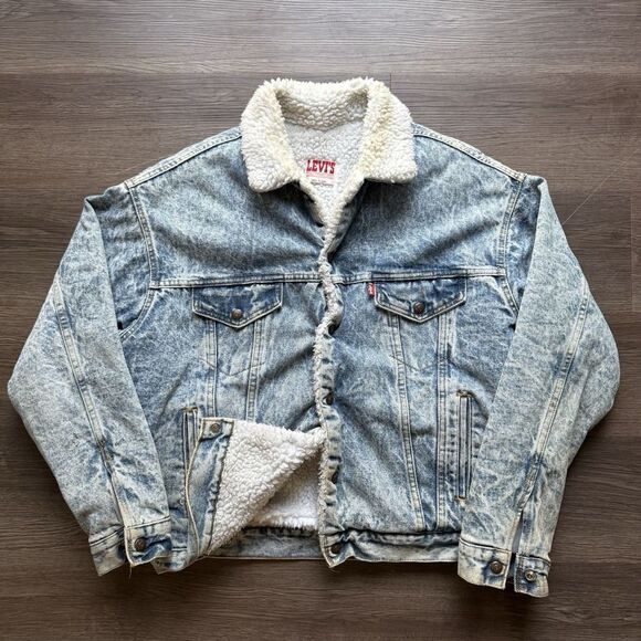 VTG Levi's Sherpa Denim Jacket San Francisco Large USA Made 80's Trucker